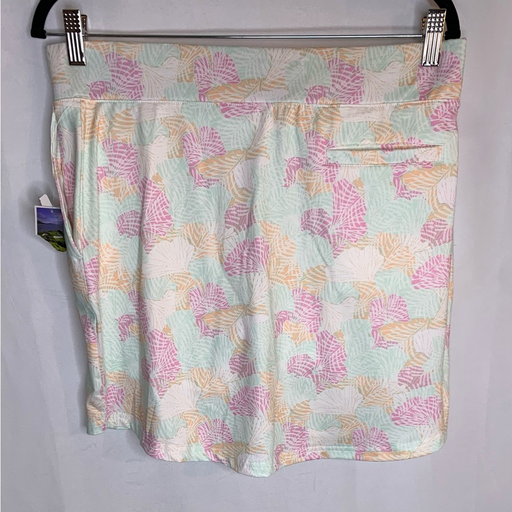 Pebble beach Blue Glass 16.5 " Skort With Bow Colorful Ocean print Golf Skirt M - Picture 4 of 9